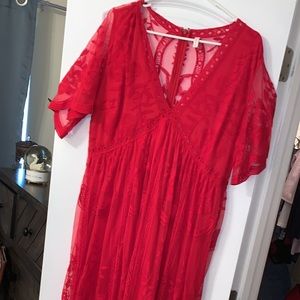 PinkBlush Red Lace Maternity Maxi Dress SIZE XL